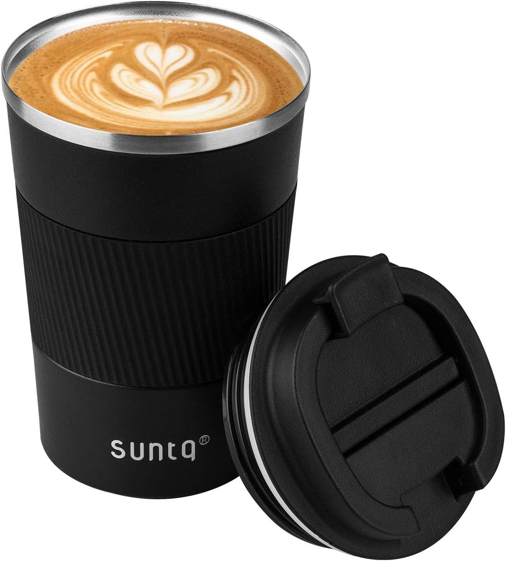 SUNTQ Reusable Coffee Cups Travel, Coffee Travel Mug with Leakproof Lid, Thermal Mug Insulated Cup