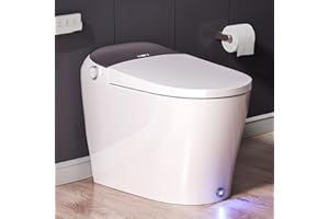 EPLO Smart Toilet - Elongated Heated Seat, Auto Flush,Kick Flush,Warm Wash, Modern One piece Toilet with Bidet built in, ADA Comfort Height for Bathroom, Blackout can Flush, Night Light, LED Display