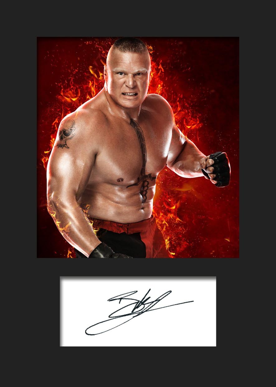 Brock Lesner WWE | Signed Mounted Photo Reprint | A5 Size to Fit 6x8 Inch Frames | Machine Cut | Photo Display | Present Gift Collectible