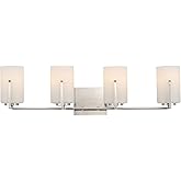 Maxim 21284SWSN Dart Collection Four-Light Dimmable and LED Compatible Glass Cylinder Bathroom Vanity - Satin Nickel I Steel 