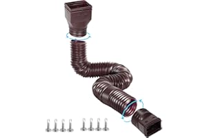 Gutterlix 1 Pack Flexible Gutter Downspout Extensions Extendable from 21" to 67", Downspout Extender Comes with Adapters, Thickened Down spout Drain Extension for Rainwater Drainage(Brown)