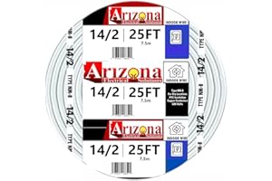 ARIZONA ELECTRICAL SOLUTIONS 25 Feet 14/2 Type NM-B Copper. #14 AWG, 2 Conductors with Ground. Insulated Jacket White