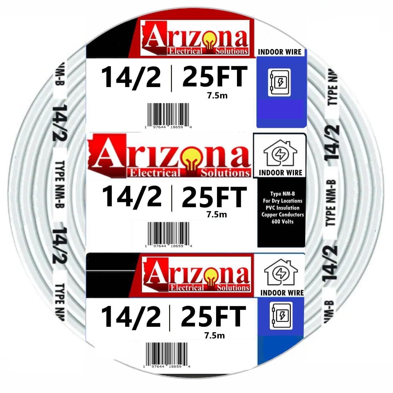 Photo 1 of 25 Feet 14/2 Type NM-B Copper. #14 AWG, 2 Conductors with Ground. Insulated Jacket White