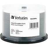 Verbatim CD-R 700MB 52X DataLifePlus White Inkjet Printable, Hub Printable - 50pk Spindle - 94755
