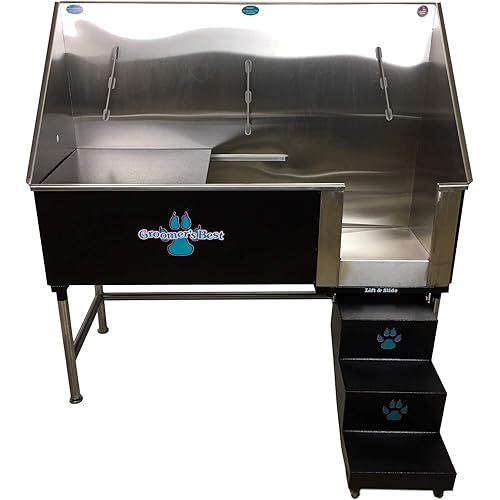 GROOMER'S BEST Elite Bathing Tub with Left Plumbing and Right Steps