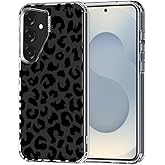 MOSNOVO Case for Samsung Galaxy S25 / Galaxy S24, [Buffertech 6.6ft Military-Grade Drop Protection] [Anti Peel Off Tech] Clear TPU Bumper Phone Case Cover Design - Black Leopard Print