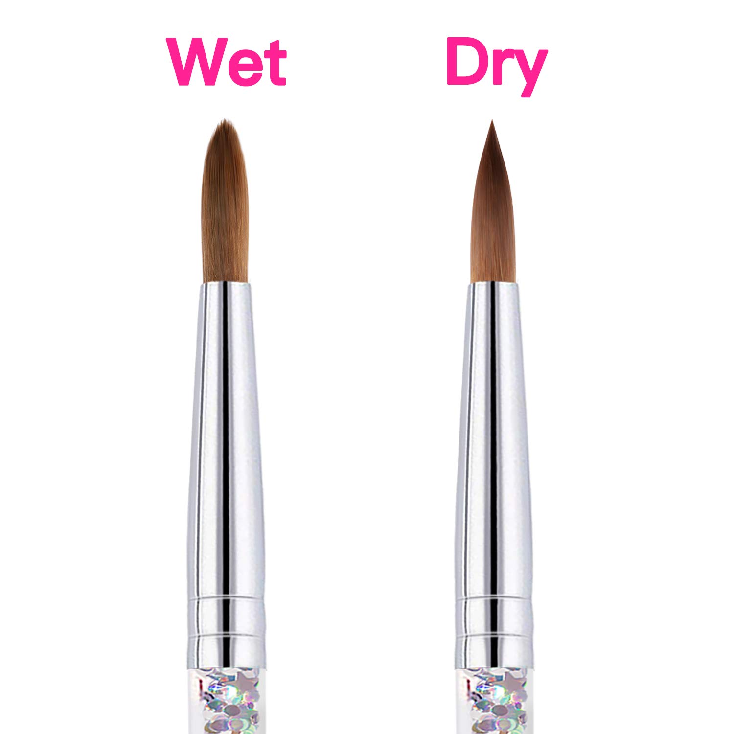 Beetles Acrylic Nail Brush Pure Kolinsky Hair Bristles Acrylic Nails Oval Crimped Shaped Nail Art Brush for Acrylic Powder and Poly Nail Extension Gel Manicure #8: Beauty