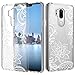 LG G7 ThinQ Case,LG G7 Case Huness TPU Grip Bumper and Clear Flower Transparent Hard PC Backplate Hybrid Slim Phone Case Cover for LG G7 ThinQ Phone(Flower)