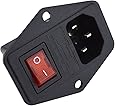 URBEST Inlet Module Plug 5A Fuse Switch Male Power Socket 10A 250V 3 Pin IEC320 C14