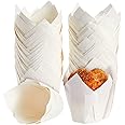 Juvale 100-Pack White Tulip Cupcake Liners for Wedding, Birthday Party, Parchment Paper Baking Cups and Muffin Wrappers for Baby Shower, Tea Party Decorations (2.2x3.15 in)
