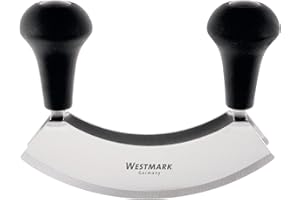 Westmark Germany Stainless Steel Double Blade Mezzaluna Mincing Knife, 7-inch (Black)