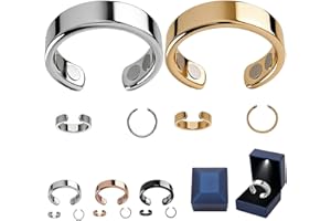 2pcs Adjustable Magnetic Ring Menopause Relief for Men Women - Waterproof Stainless Steel Ring, Anti Snoring, Fatigue & Stres