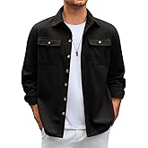 Runcati Mens Shirt Jacket Long Sleeve Button Down Casual Shacket Lightweight Thermal Shirts with Pockets