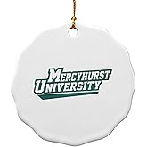 GRAPHICS & MORE Mercyhurst University Secondary Logo Porcelain Scalloped Holiday Christmas Tree Ornament - 2.8" (7.1 cm)