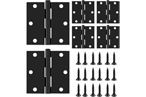 Matte Black Door Hinges,12 Pack Exterior Hinges Doors,3x3 Inch Black Interior Doors Hinge with Square Corners Durable Steel H