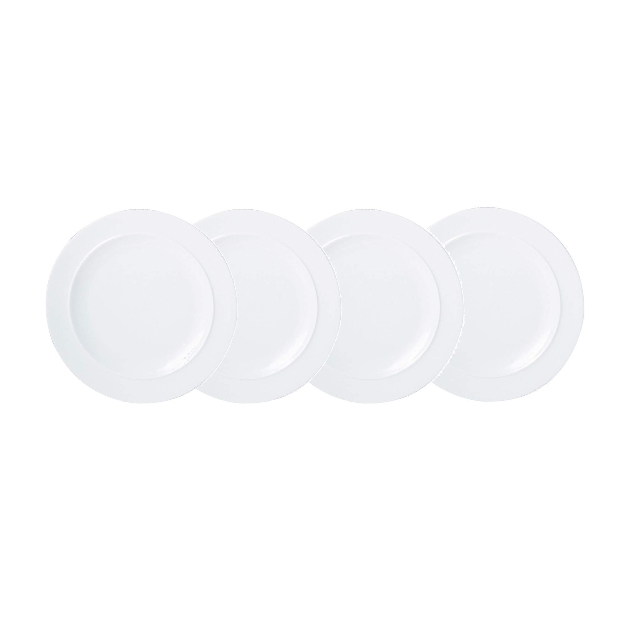 Denby White Porcelain Medium Plates Set of 4 - 24cm Dishwasher Microwave Safe Crockery - Chip & Crack Resistant Glazed Tableware