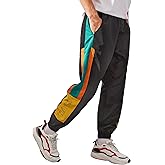OYOANGLE Men's Colorblock Windbreaker Joggers Graphic Sweatpants Drawstring Waist Athletics Pants