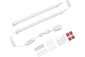 iZELL Under Cabinet Lighting, [2 LED] Linkable Hardwired LED Closet Light Kit, 4 Brightness Cold White 6000K, Skinny Workbench Light Bar with Timing Memory Function, Kitchen Under Counter Lighting