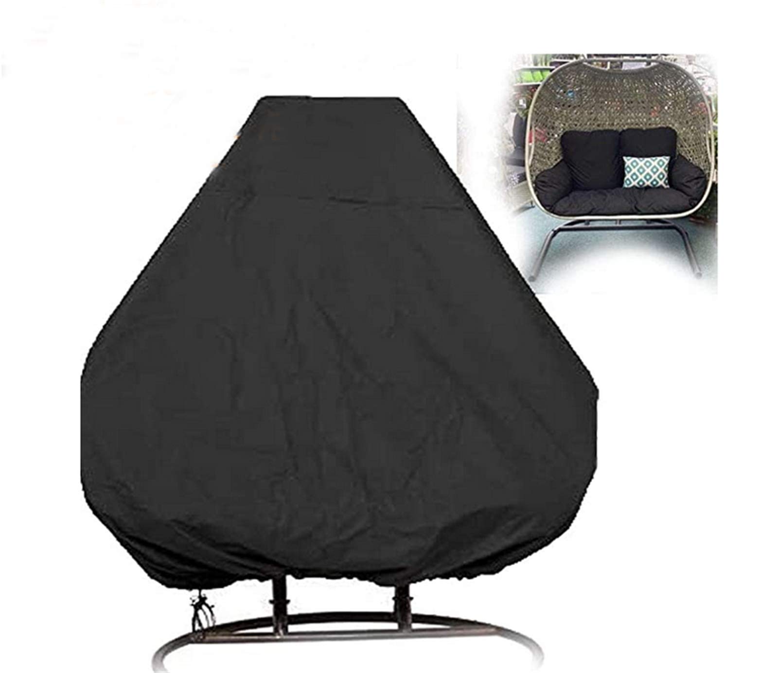 DH-Link Patio Hanging Egg Chair Cover Waterproof Cocoon Chair Cover Breathable Polyester Taffeta Single/Double Garden Swing Rattan Wicker Chair Outdoor Furniture Protector