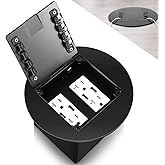 Chapou 1 Pcs Recessed Floor Outlet 4. 72" x 4. 72" x 3. 94" 2-Gang with 4. 8a USB Chargers 20 Amp Floor Receptacles Round Hidden Outlet Kit Electrical Waterproof Box, Etl Listed (Black)