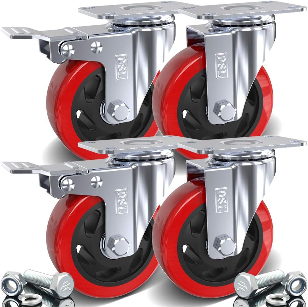 DSL Heavy Duty 4 x 100mm Castor with 2 Braked Double Bearings 700KG