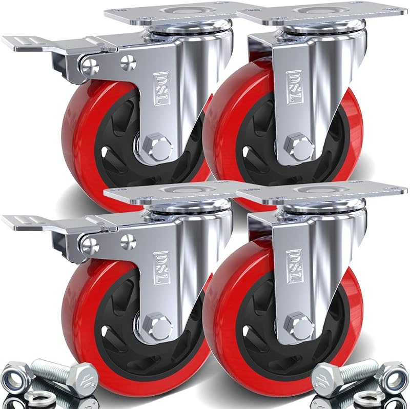 DSL Heavy Duty 4 x 100mm Castor with 2 Braked Double Bearings 700KG