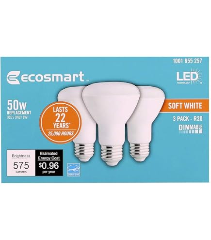 (6-Pack) EcoSmart BR30 LED Bulbs – 65W Equivalent, Dimmable Daylight White, Open Box