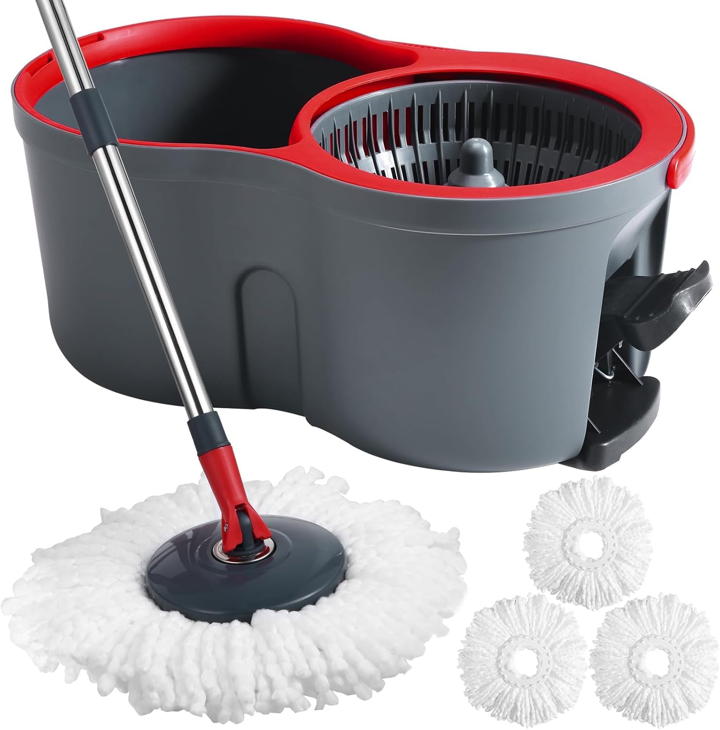 Photo 1 of MENSHINE 360° Spin Mop and Bucket Set Cleaning System,Mop and Bucket with Wringer Set for Home,Wet Dust Mop for Floor Cleaning with 4 Mop Heads