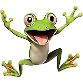 2 pcs Green Frog Jumping Funny Car Bumper Sticker,5 Inch Vinyl Decal, Waterproof,Die-Cut for Cars,Windows,Laptops W-01