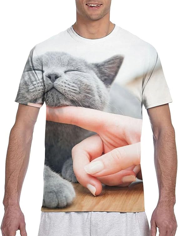 Amazon Happy Kitten Like Being Stroked British Shorthair Boys T Shirt Men Short Sleeve T 