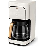 B- 12-Cup Programmable Coffee Maker with Touch-Activated Display, Auto Brew Timer, Reusable Filter &amp; Large Glass Carafe (White Icing)