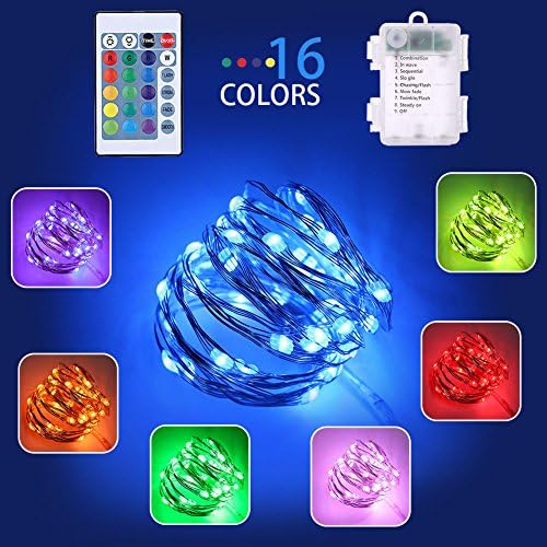 Darkeep Weatherproof String Light 16 ft, 50 Bulbs, RGB, LED Indoor, Outdoor Decoration for Bedroom Weddings Christmas Garden Party with Remote Timer On/Off/Light/Dim (1 Pack)