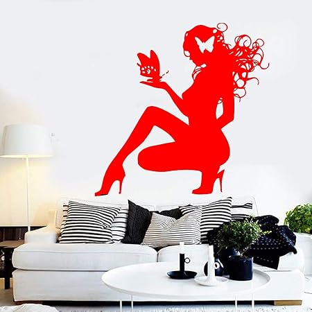 yaoxingfu Hot Girl Pegatinas de Pared Butterfly Hair SPA Salón de ...