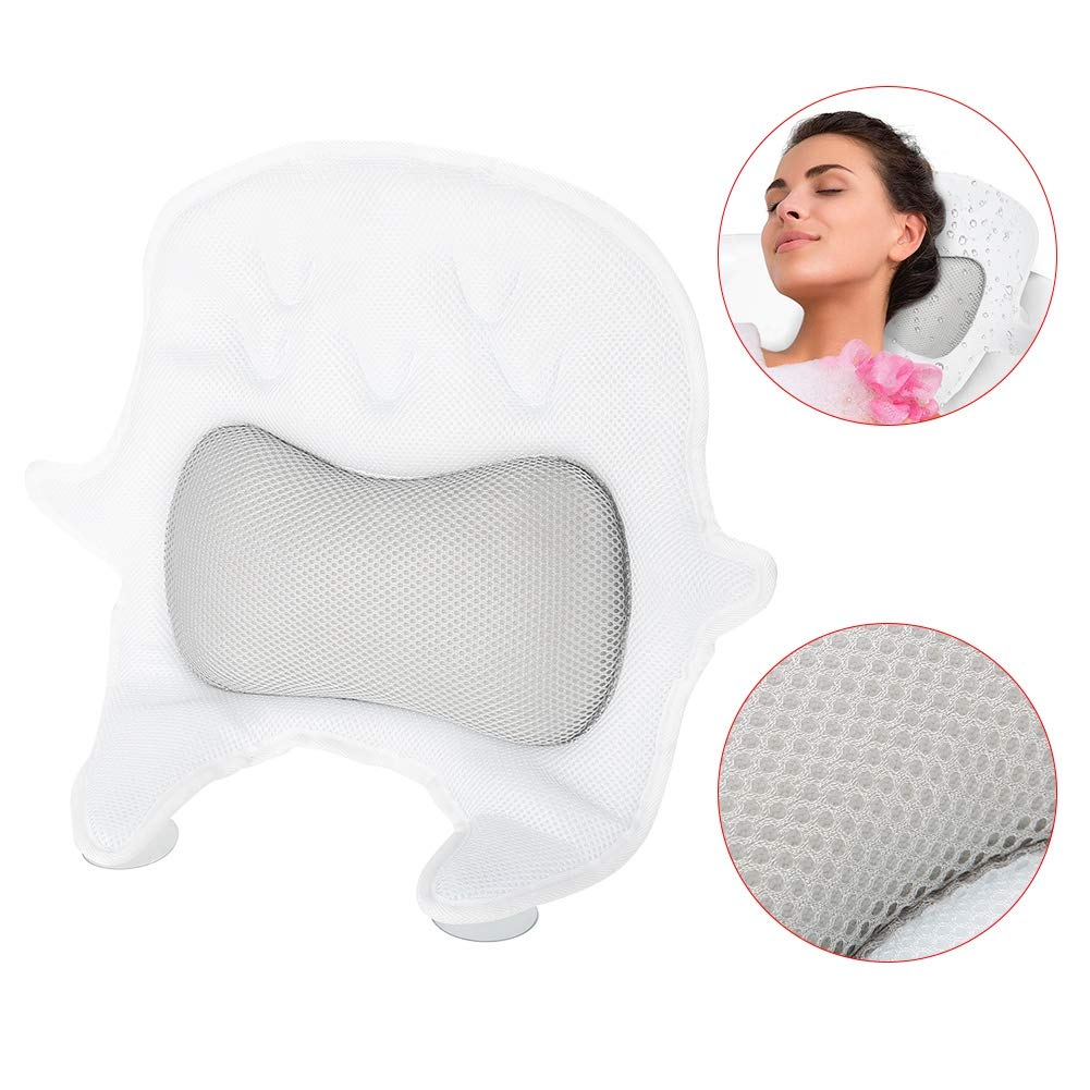 Bath Pillow Spa, Air Mesh Nonslip Bathtub Pillow with 5 Strong Large