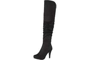 DREAM PAIRS Women's HIGHPLAT Black Chunky Thigh High Over The Knee High Heel Boots