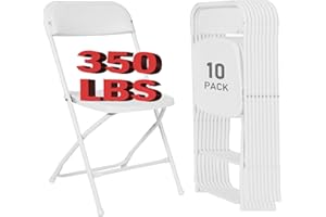 DOINUO White Folding Chairs 10 Pack, Plastic Folding Chair for Outside, Indoor Outdoor Portable Commercial Seat with Steel Frame, Foldable Chairs for Party Events Office Wedding Birthday, 350LBS Capacity