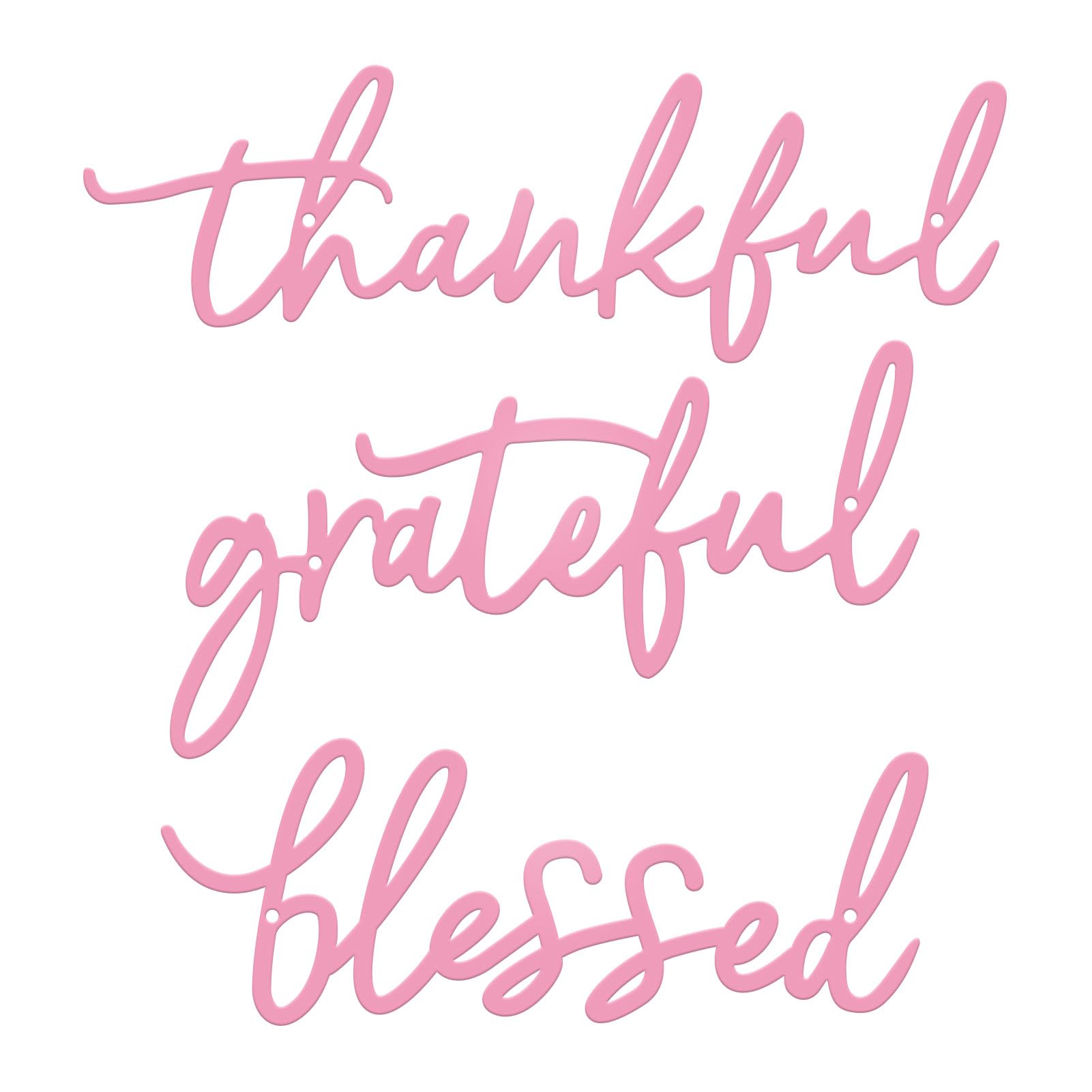 ESTART Thankful Grateful Blessed Letter Sign Metal Wall Decor, 3 Pieces Pink Letters Wall Art for Bathroom Bedroom Metal Words Wall Decor for Home Decor (Pink)