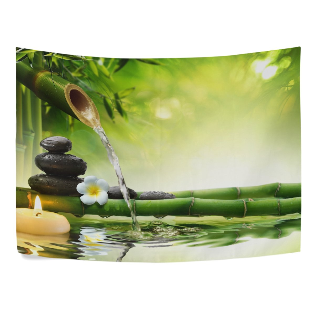 Amazon Com Deyyaspa Purple Orchids Black Stones And Bamboo Wate