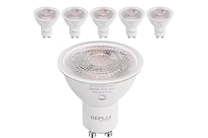 GEPLAD 6-Pack GU10 LED Bulb Dimmable, 3000K Soft White GU10 Bulb Replacement for Track Lighting, 582LM, 6W(50W Equivalent) LED Light Bulb for Kitchen, Range Hood, Living Room, Bedroom