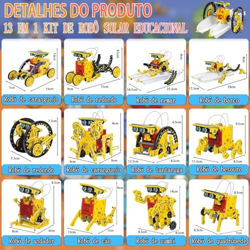 Energia Solar 12 Formas Kit Robotica, Kit Robotica, Robô Solar 12 em 1, Montar Construção de Robôs Ciência