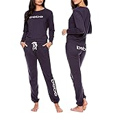 bebe Womens Pajama Sets - French Terry Pajamas Long Sleeve Pullover Top and PJ Pants with Pockets - Sleepwear for Women