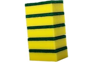 Ipetboom 20pcs Non-Slip Kitchen Cleaning Sponges Yellow and Green Dishwashing Pads with Powerful Scrubbing