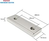 Magnetpro 8x Rectangular Magnets 20kg Force 40x13.5x5mm Countersunk Hole view 3