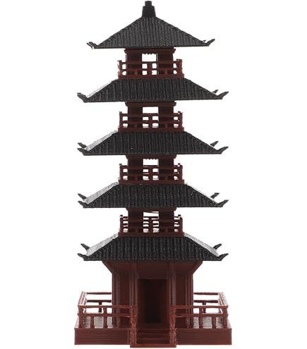 VOSAREA Mini-Pagodenstatue – 5,5 X 5,5 X 5 Cm, Braun, Kunststoff-Dekoration Für Aquarium, Bonsai & Zen-Garten
