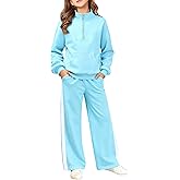 Voxikodex Girls Clothes 2 Piece Sweatsuit Set Half Zip Sweatshirt & Pants Fall Winter Outfits for Teen Tween Girls Size 7-14Y