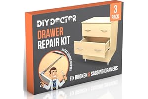 DIY Doctor - Drawer Doctor Kit - Mend Repair Broken Buckled Drawers - Drawer Strengthener - Drawer Repair Kit - Drawer Support - Drawer Reinforcers Fixing Kit - 3 Pack