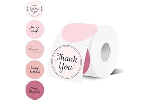 WANGHENG 2 inch Round Thermal Label,Pink Circle Thermal Sticker Labels for Business and Home,Direct Thermal Printer Label for DIY Logo Design,Thanks Card,500 Labels/1 Roll