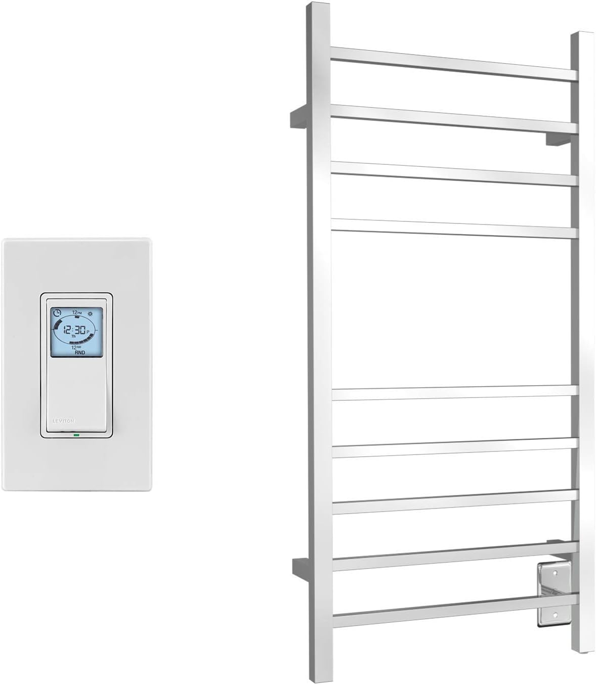 WarmlyYours 10-Bar Metropolitan Towel Warmer, Hardwired, Polished Stainless Steel
