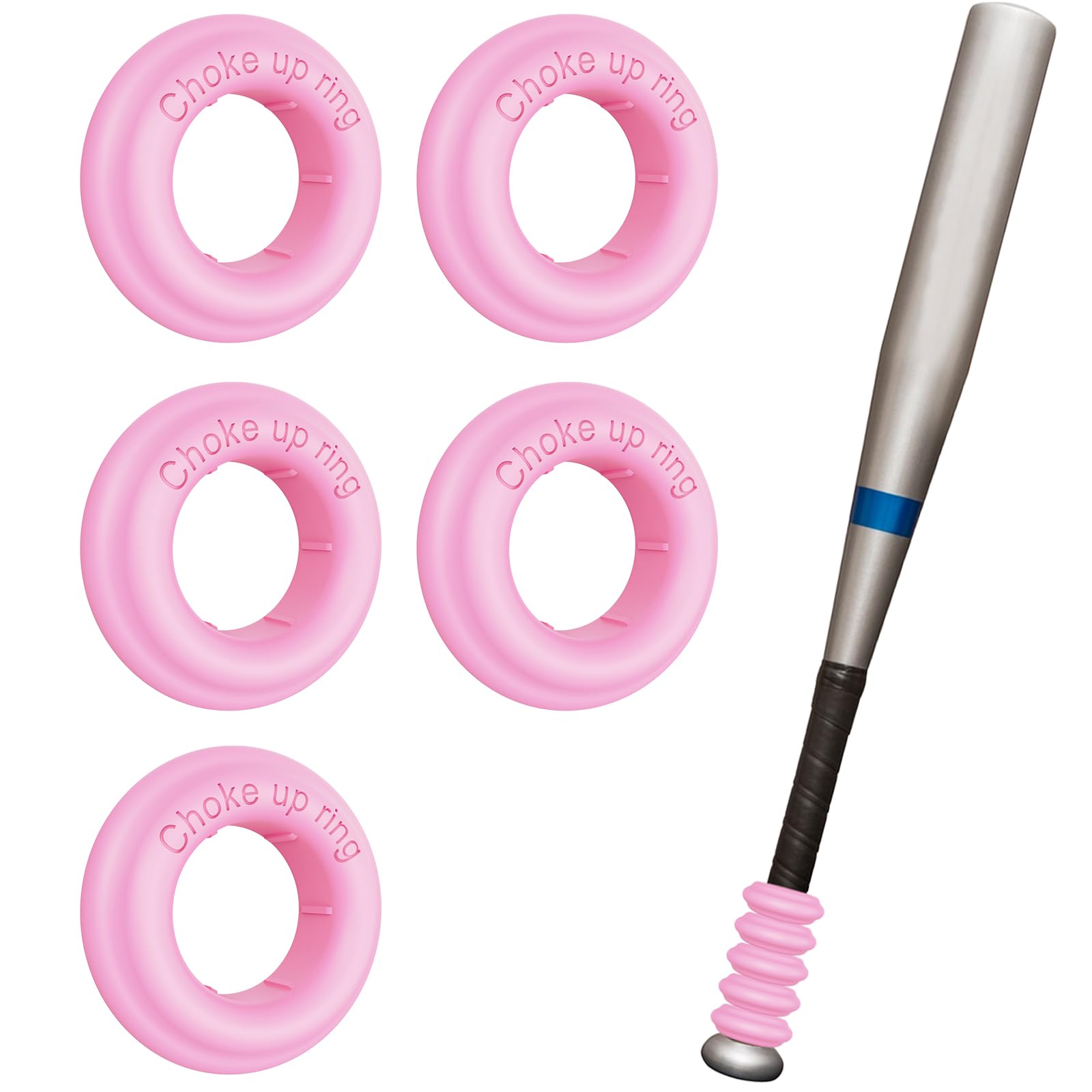 Photo 1 of 5 Packs Baseball Bat Grip Choke Up Rings Choke Ring Baseball Softball Teeball Tball Bat Choke Up Ring Bat Knob- Pink Color