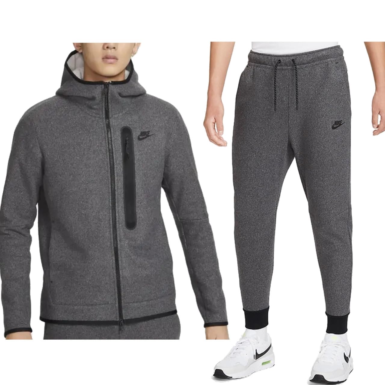 nike tech fleece hoodie grey black